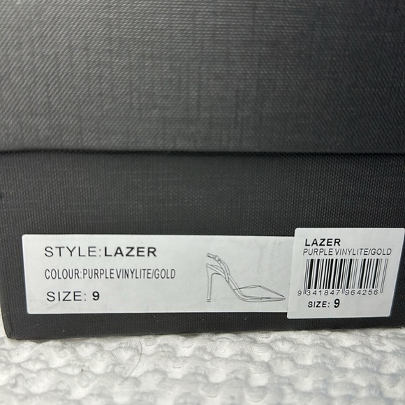 🆕 NIB Tony Bianco Lazer Slingback Pump in Purple Vinylite & Gold - Picture 5 of 7